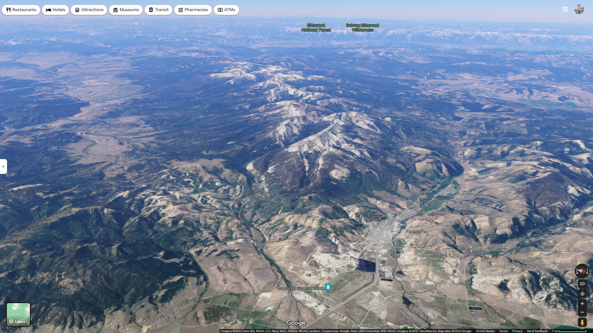 Anaconda Deer Lodge Aerial Map Montana
